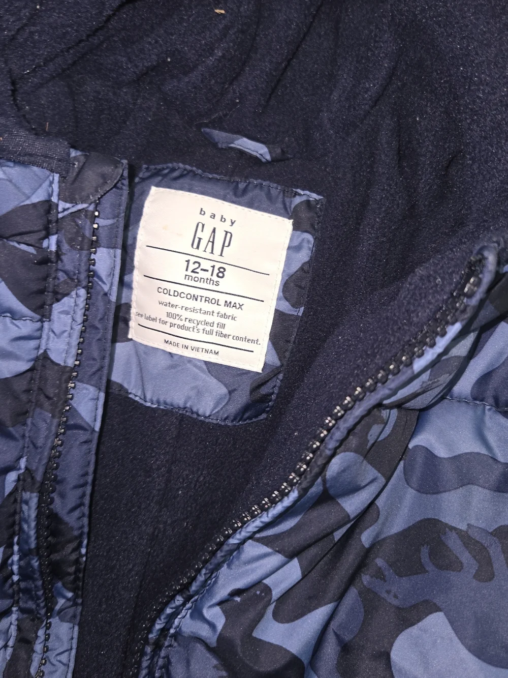 GAP Blue Camo Hooded One-Piece Snowsuit